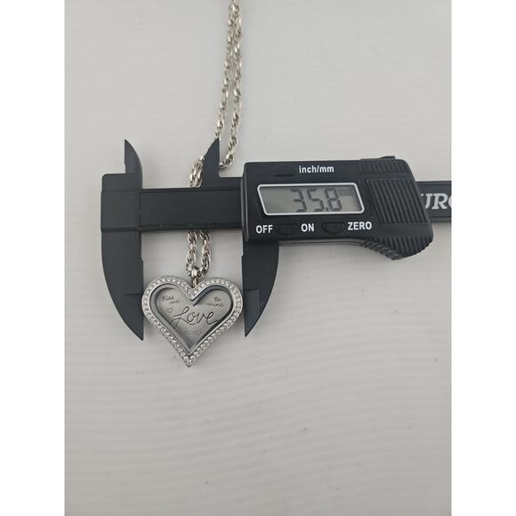 Gorgeous Origami Owl Heart Locket Necklace Love Crystals Kiss Me Be Mine - Picture 9 of 9